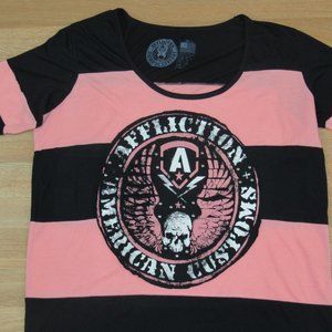 Affliction “American Customs" Black & Pink Top / Size Small
